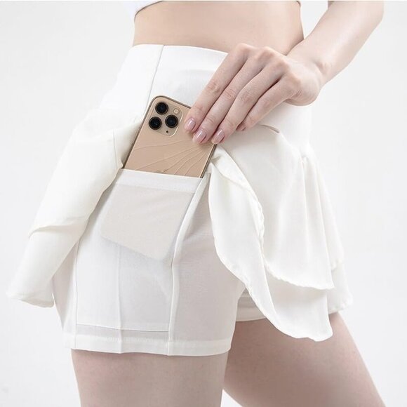 Black Women's X-Large Shimmery Athletic Shorts with Elastic Waist & Pockets - Picture 6 of 8